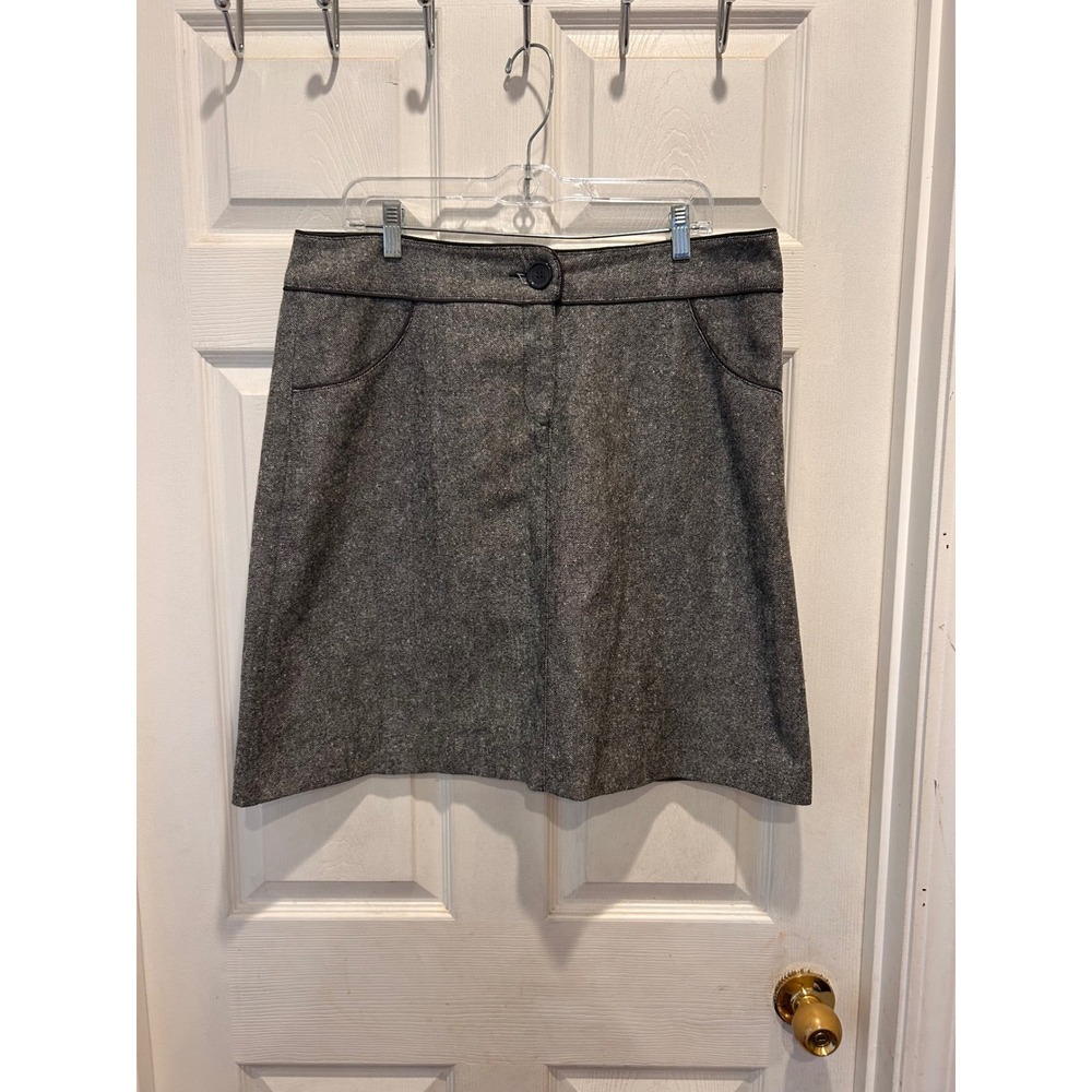 H&M Womens Wool Blend Tweed Skirt Sz‎ 14 Gray Black Career Business Casual Lined